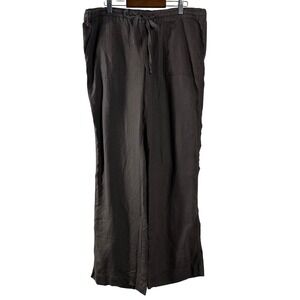 Allen Allen Wide Leg Linen Pants in Soft Brown